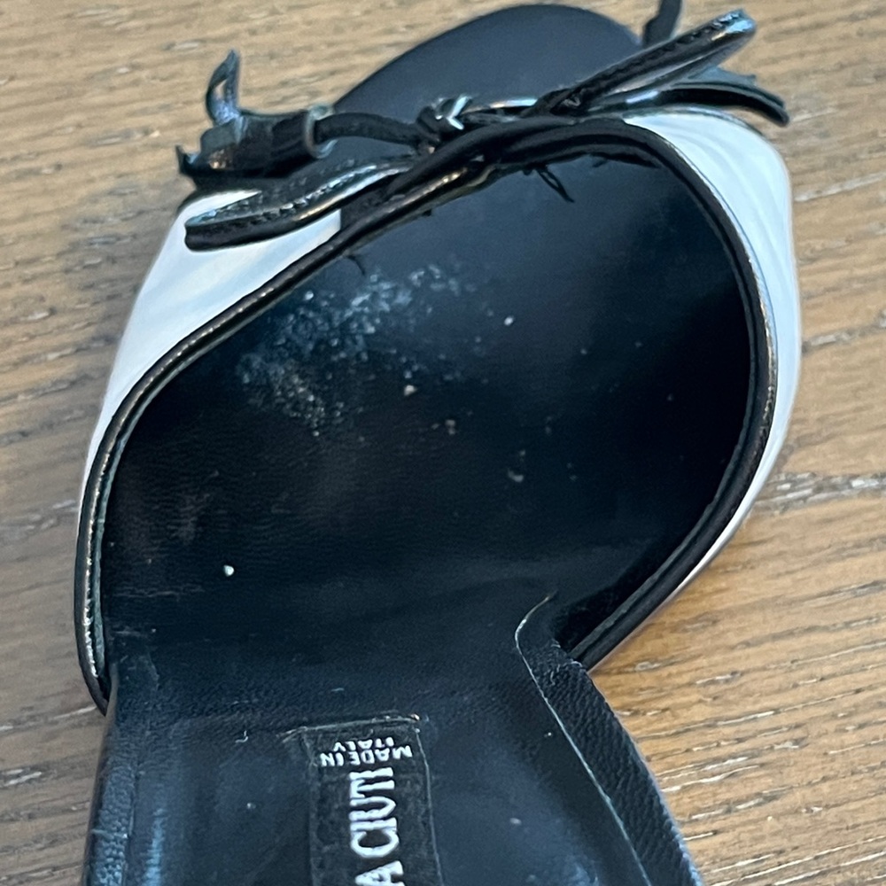 Claudia Ciuti Black and White Leather Women's Mules Size 7.5 - Picture 3 of 9